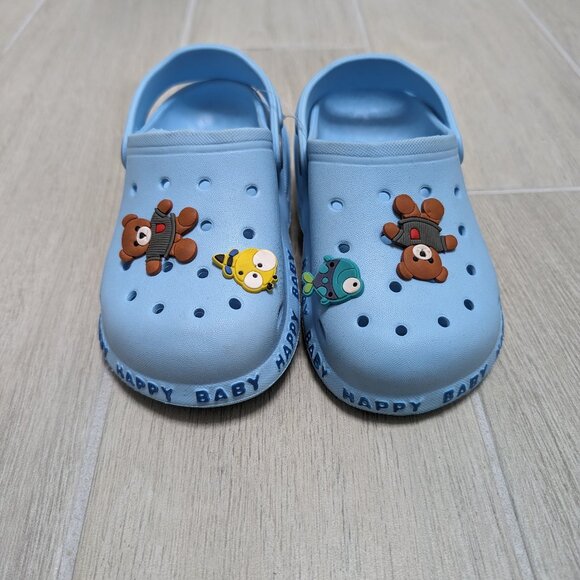 NWT Super Cute Light Blue Teddy Clogs Kids Unisex Slip-ons Sizes 12M to 7Yrs - Picture 1 of 4